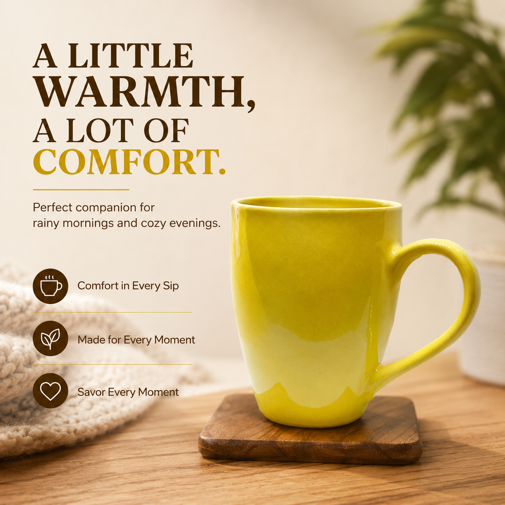 Bhokals Solid  Yellow Coffee Mug