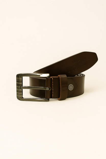 Bhokals Men Texture Brown Leather  Belt