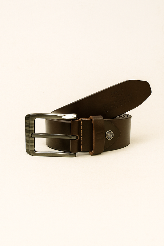 Bhokals Men Texture Brown Leather  Belt