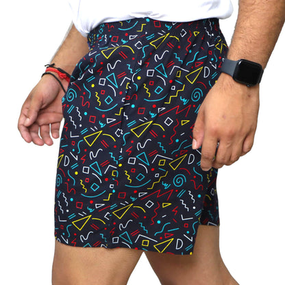 Navy Abstract Printed Cotton Boxer For Men