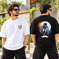 BHOKALS Men's Oversized Printed T-Shirt Combo Pack of 2 – Black Astronaut & White Trick N Treat Graphic Tees