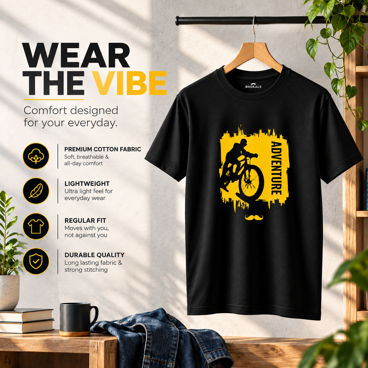 Adventure Printed Round Neck Cotton Men T-Shirt