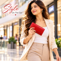 Leather Solid Red Women Wallet