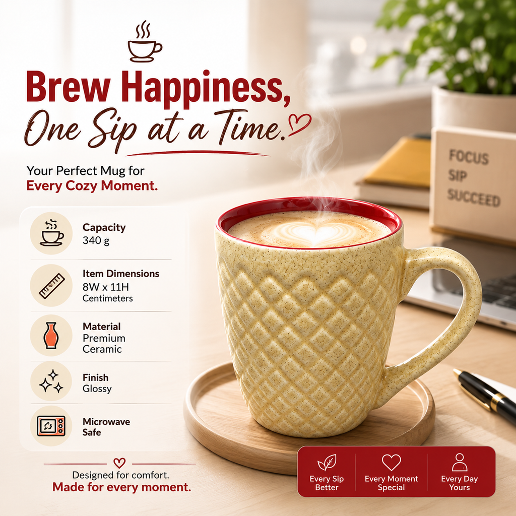 Bhokals Bone China Brown Cream Coffee Mug