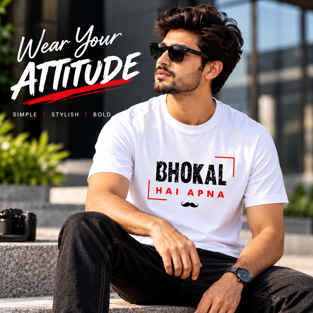 Bhokal Hai Apna Printed Round Neck Cotton Men T-Shirt