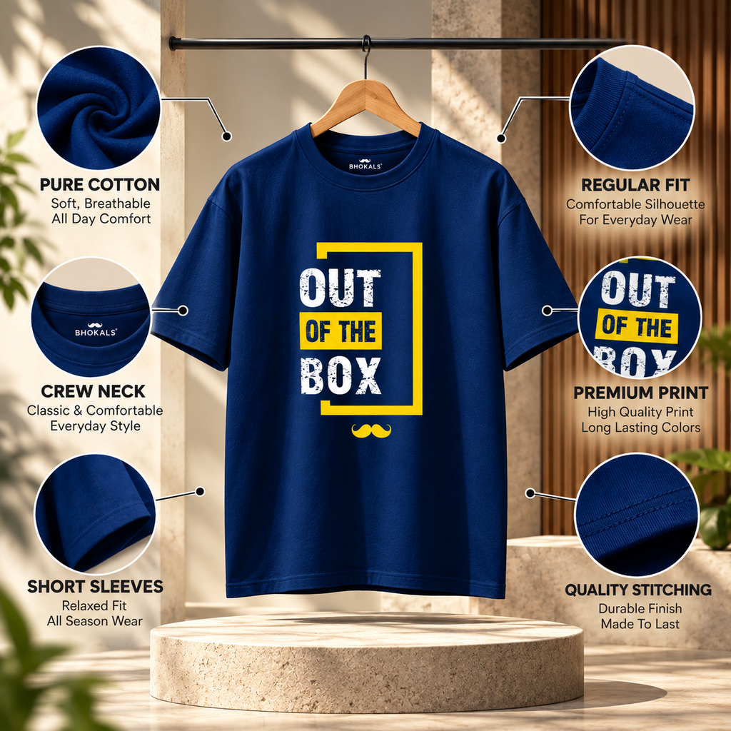 Out of The box Printed Round Neck  Cotton Men T-Shirt