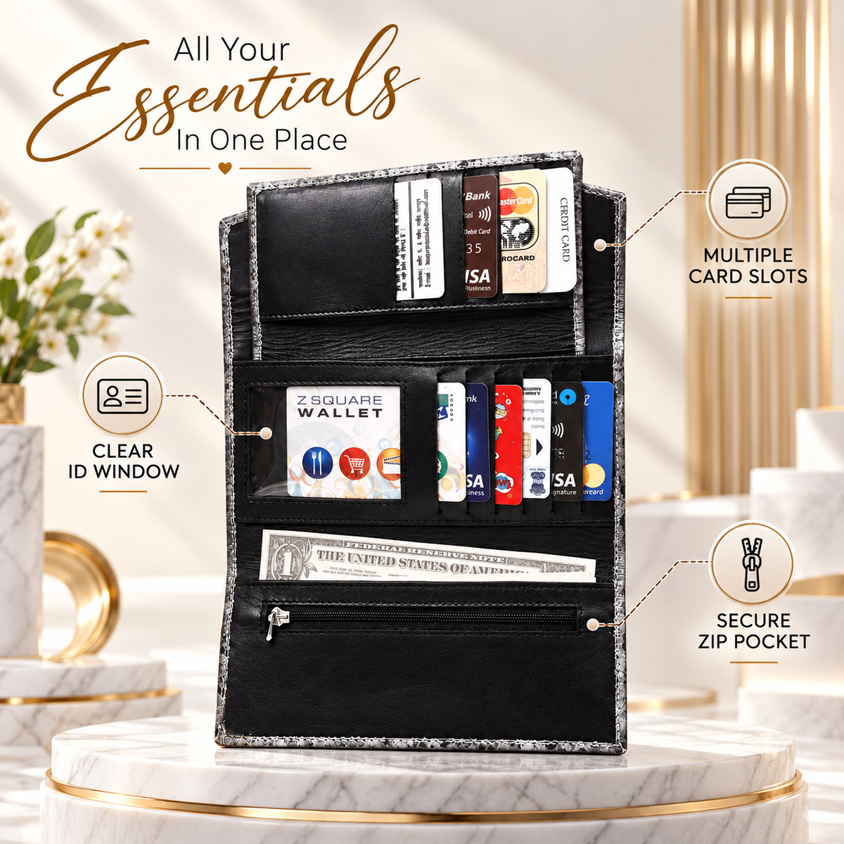 Leather Grey Texture Women Wallet