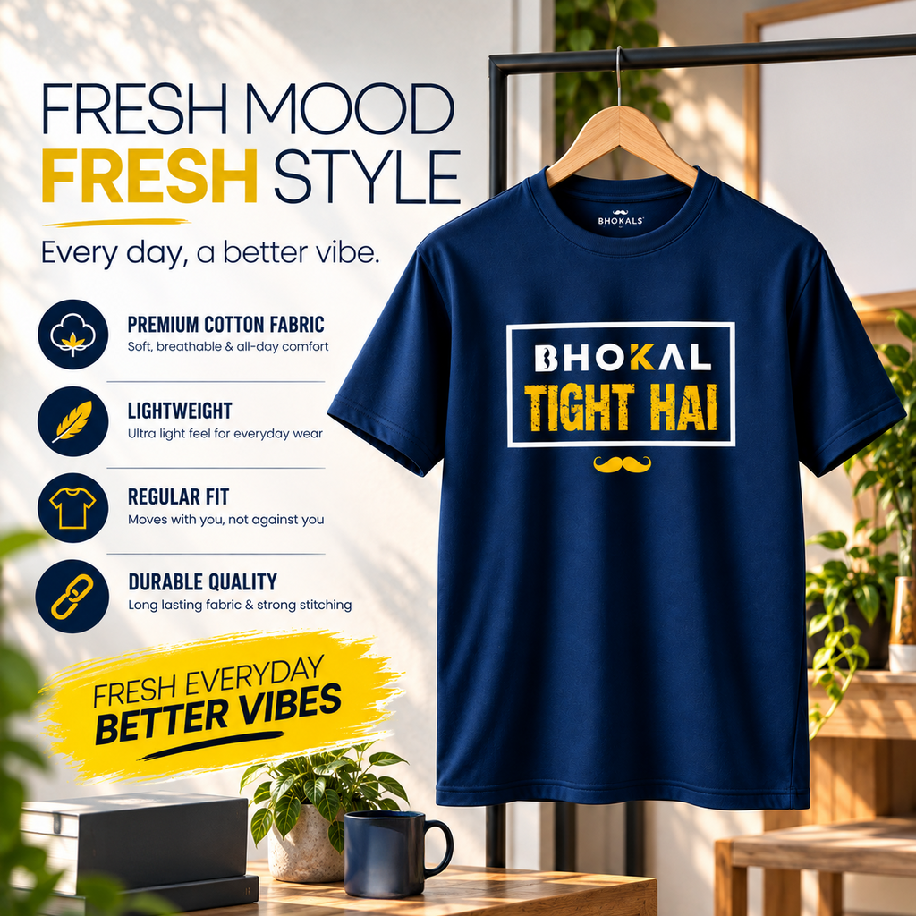 Bhokal Tight Hai Printed Round Neck Cotton Men T-Shirt