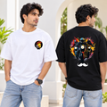BHOKALS Men's Oversized Printed T-Shirt Combo Pack of 2 – Black Biker & White Punk Graphic Tees