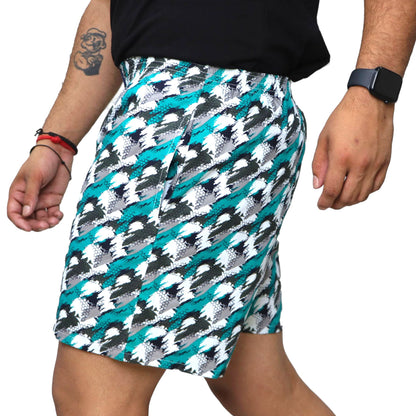 Green White Texture Printed Cotton Boxer For Men