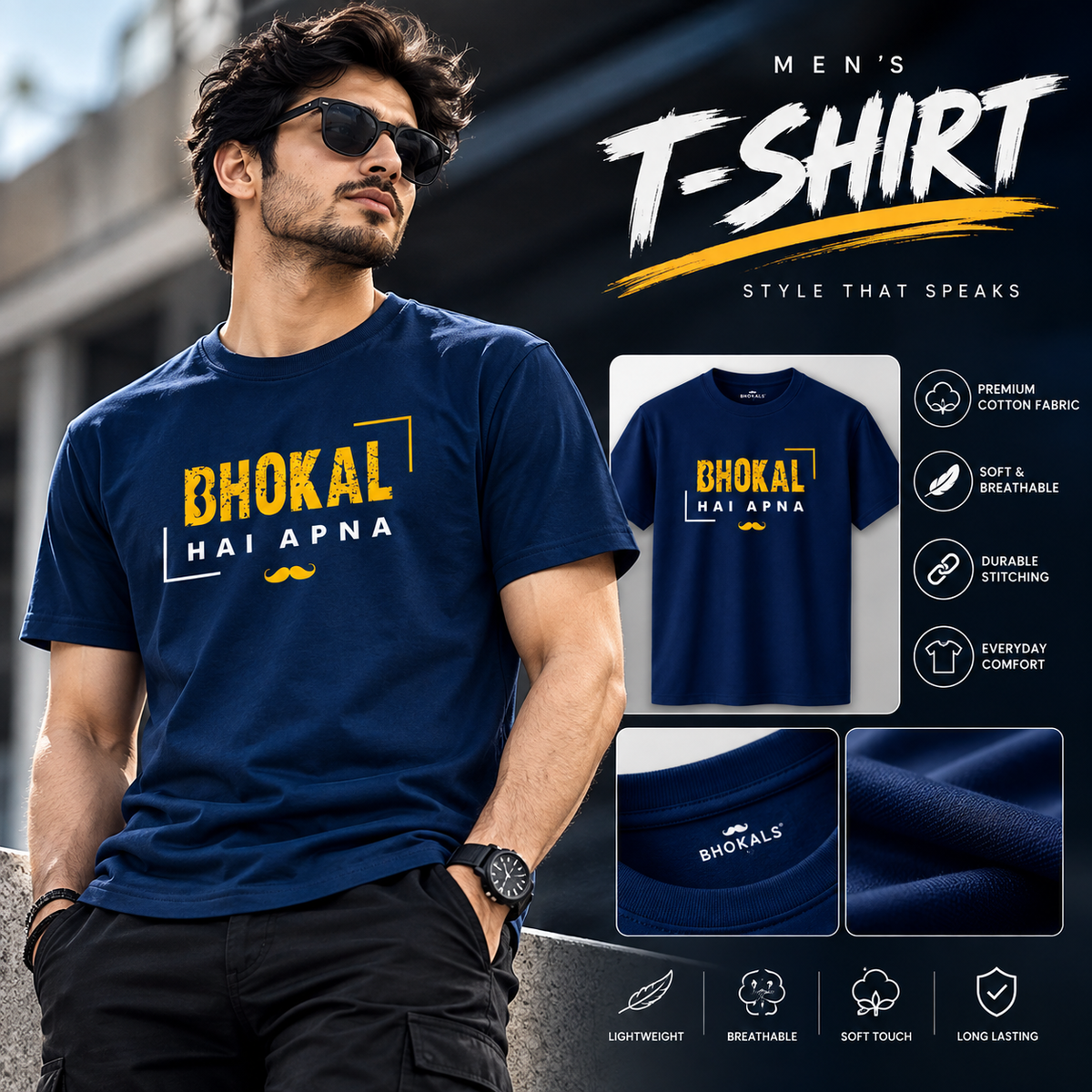 Bhokal Hai Apna Printed Round Neck Cotton Men T-Shirt