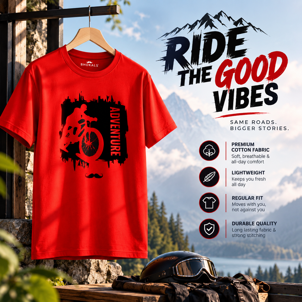 Adventure Printed Round Neck Cotton Men T-Shirt