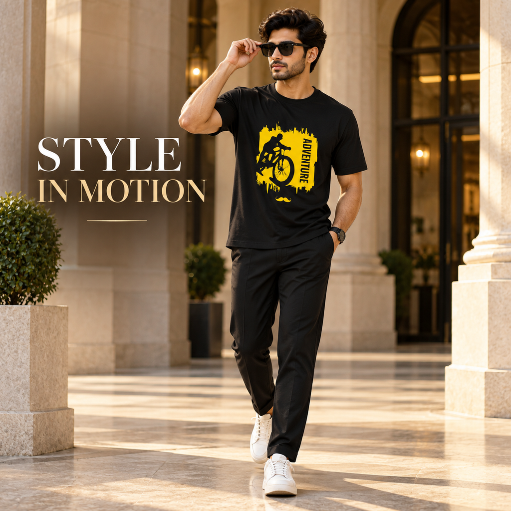 Adventure Printed Round Neck Cotton Men T-Shirt