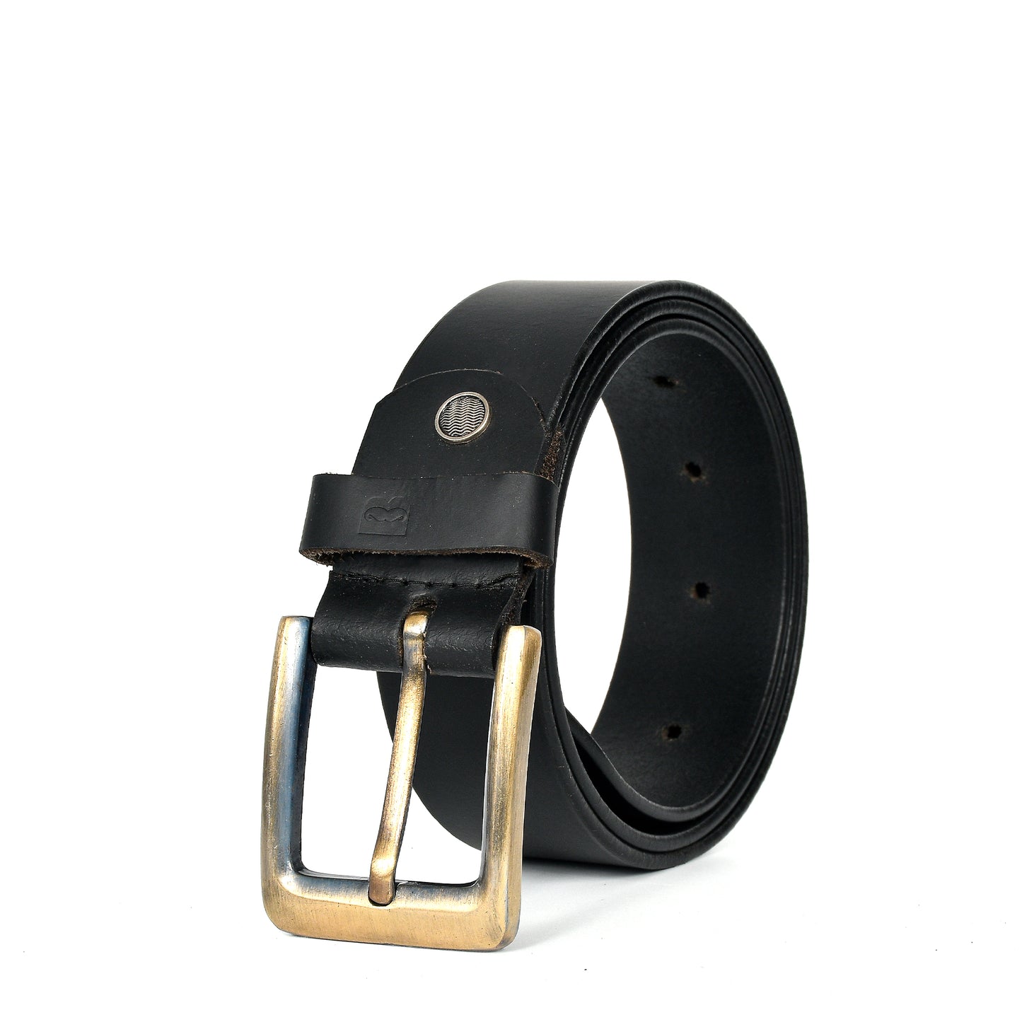 Bhokals Men Solid Black Matt Leather Belt
