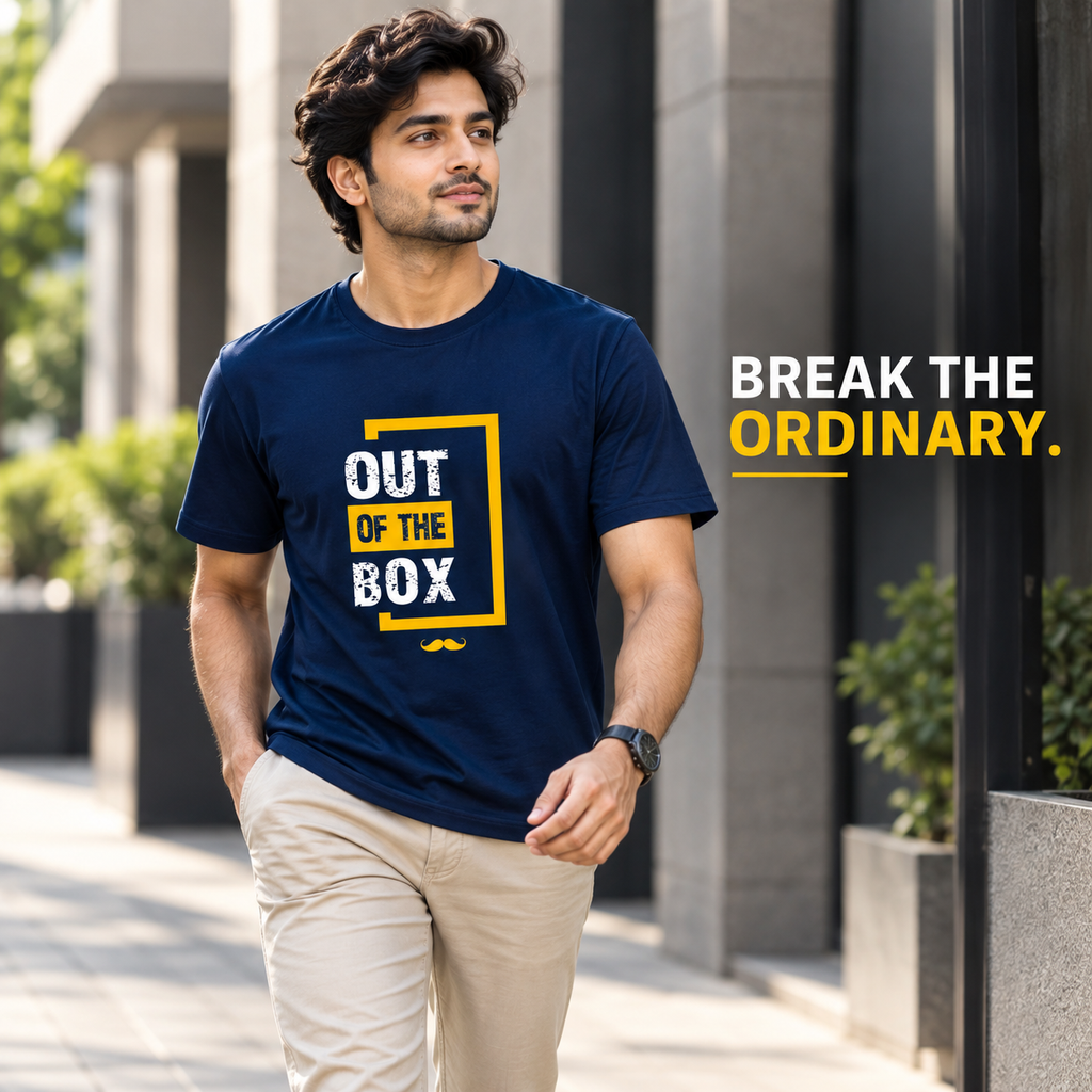 Out of The box Printed Round Neck  Cotton Men T-Shirt
