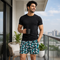 Green White Texture Printed Cotton Boxer For Men