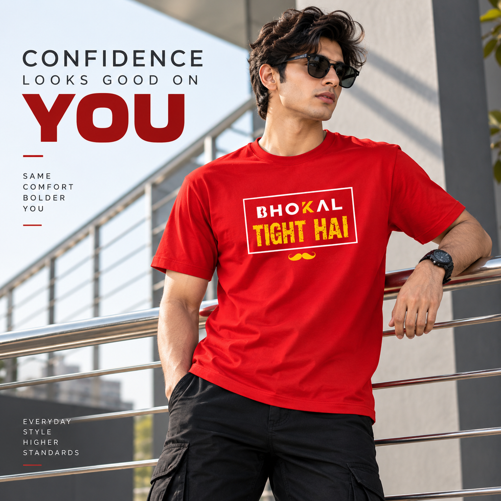 Bhokal Tight Hai Printed Round Neck Cotton Men T-Shirt