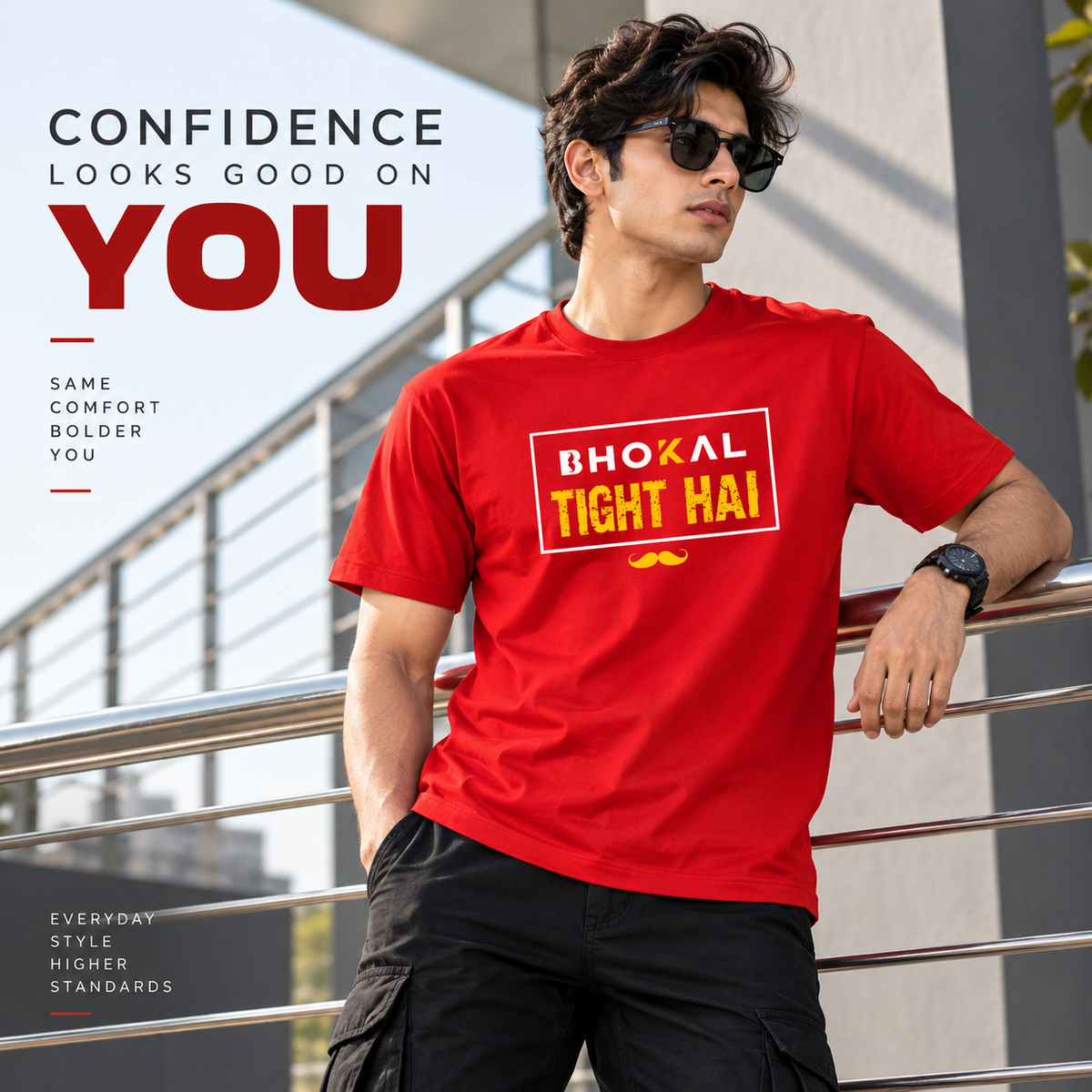 Bhokal Tight Hai Printed Round Neck Cotton Men T-Shirt