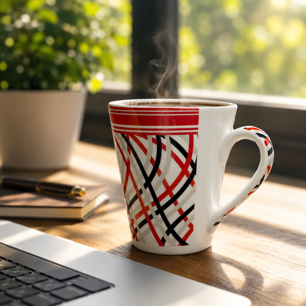Bhokals Red Black Printed  Designer  White Coffee Mug