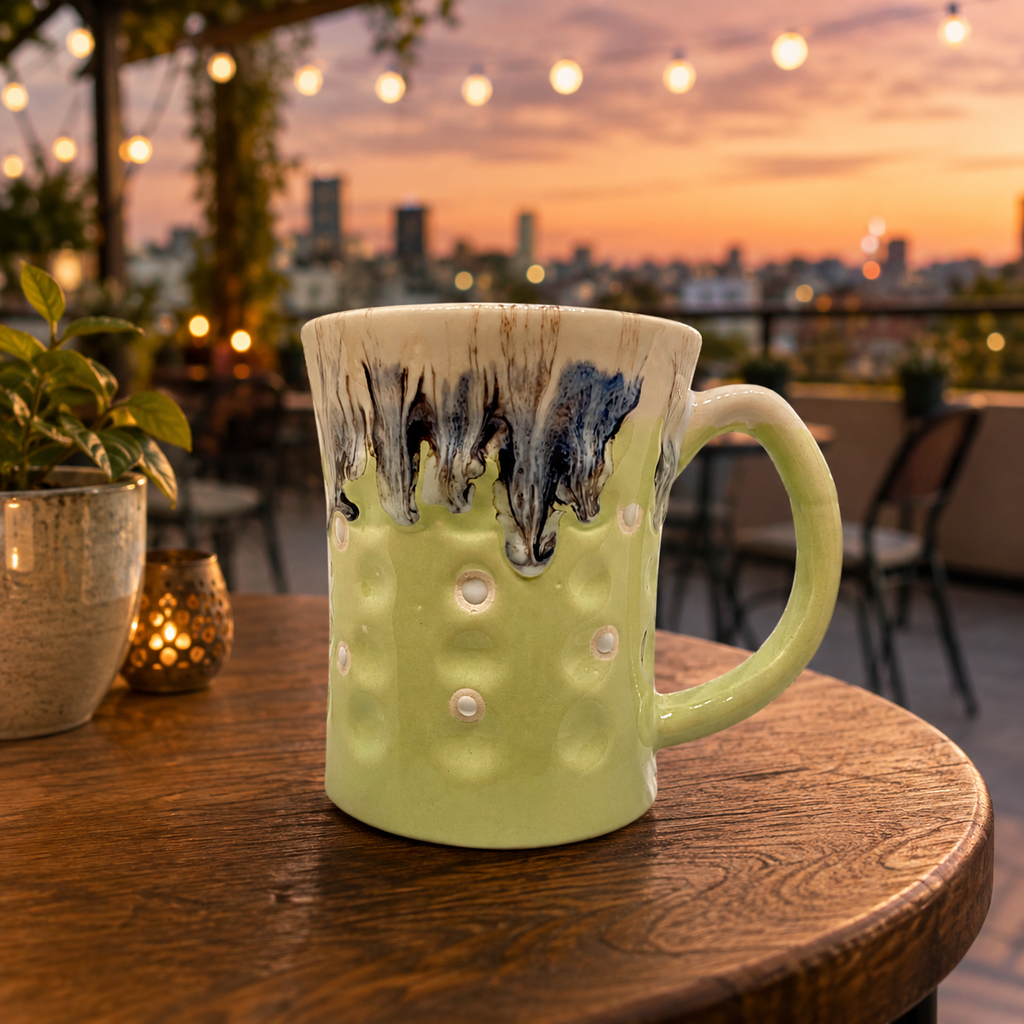Bhokals Big Dots Light Green Round Coffee Mug