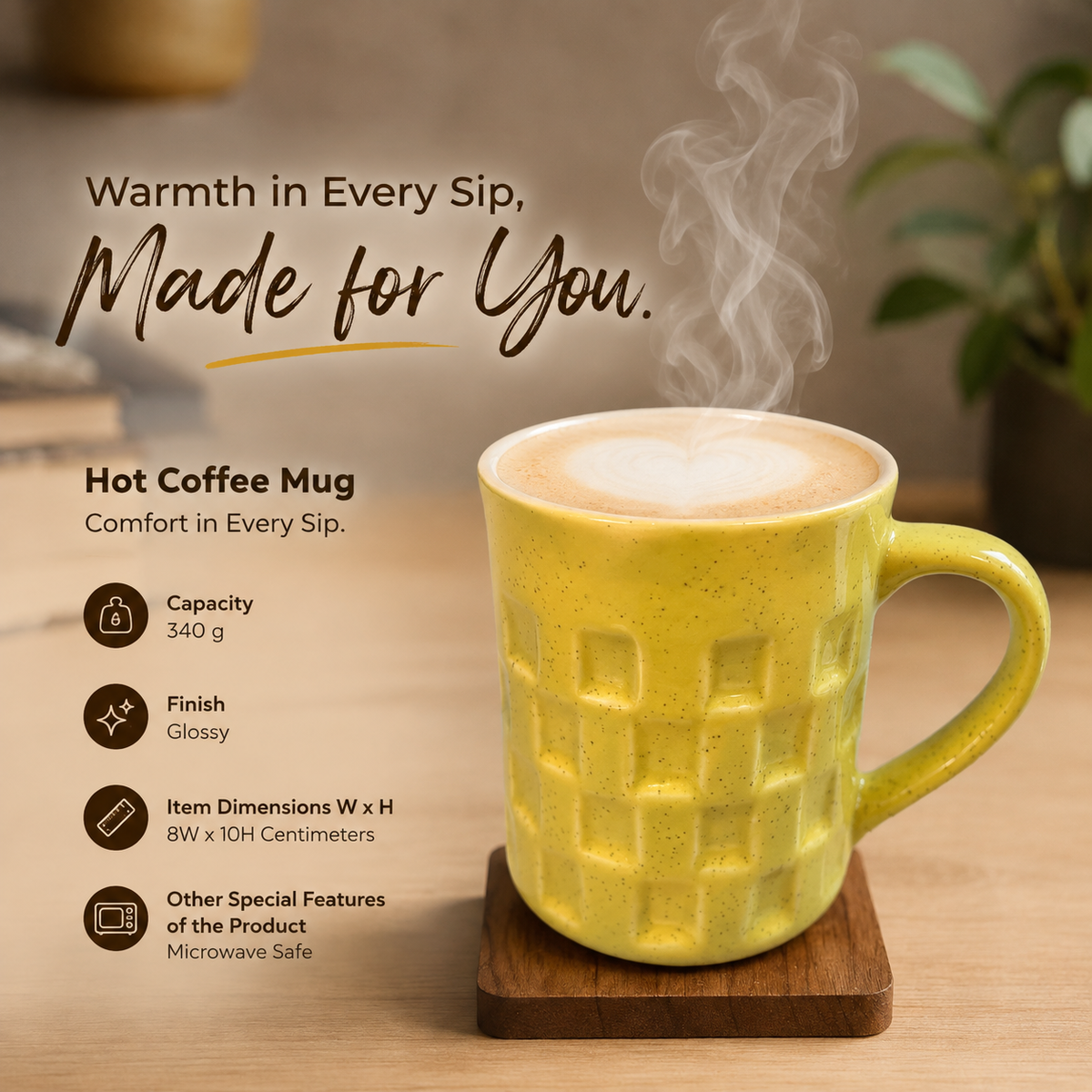 Bhokals Texture Pattern Yellow Coffee Mug