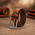 Bhokals Men Tan Grain Leather Belt