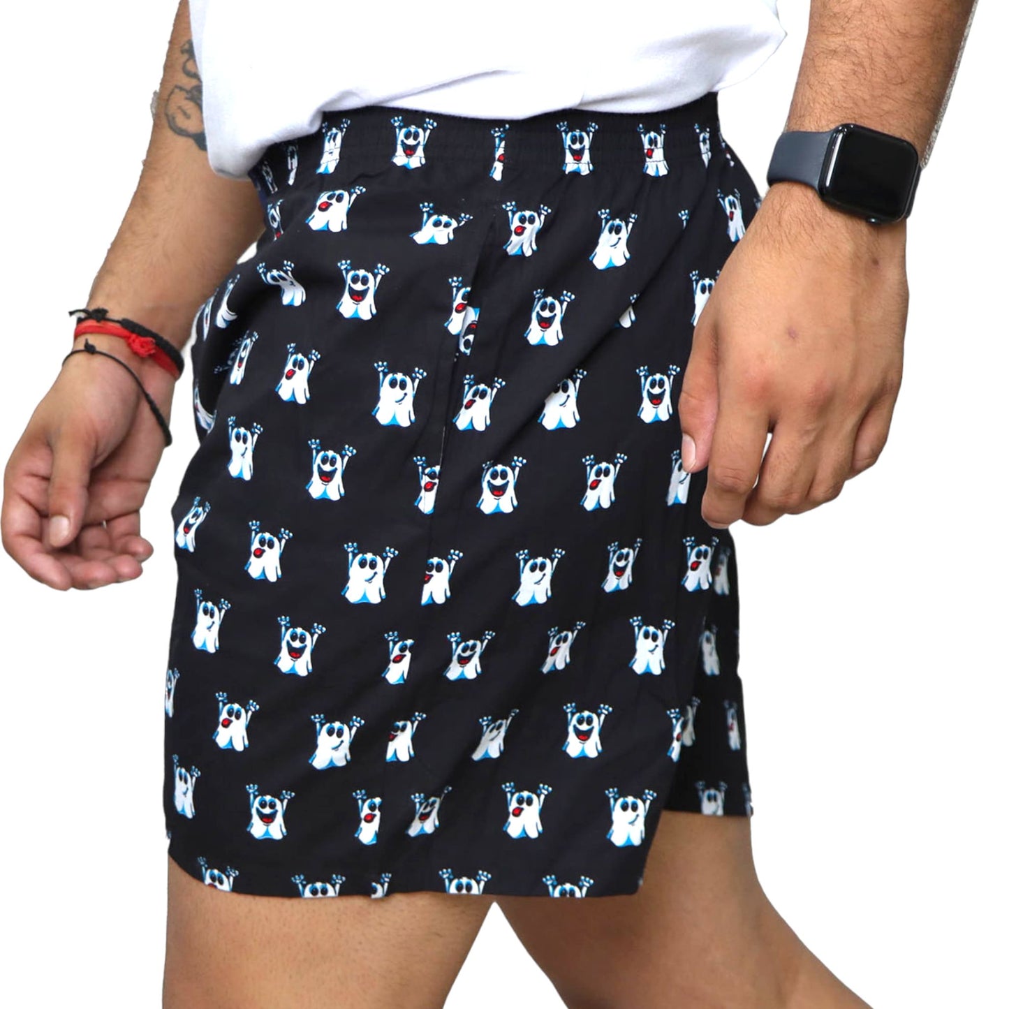 Black Ghost Cartoon Printed Cotton Boxer For Men