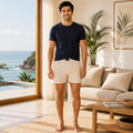 Cream Tree Printed Cotton Boxer For Men