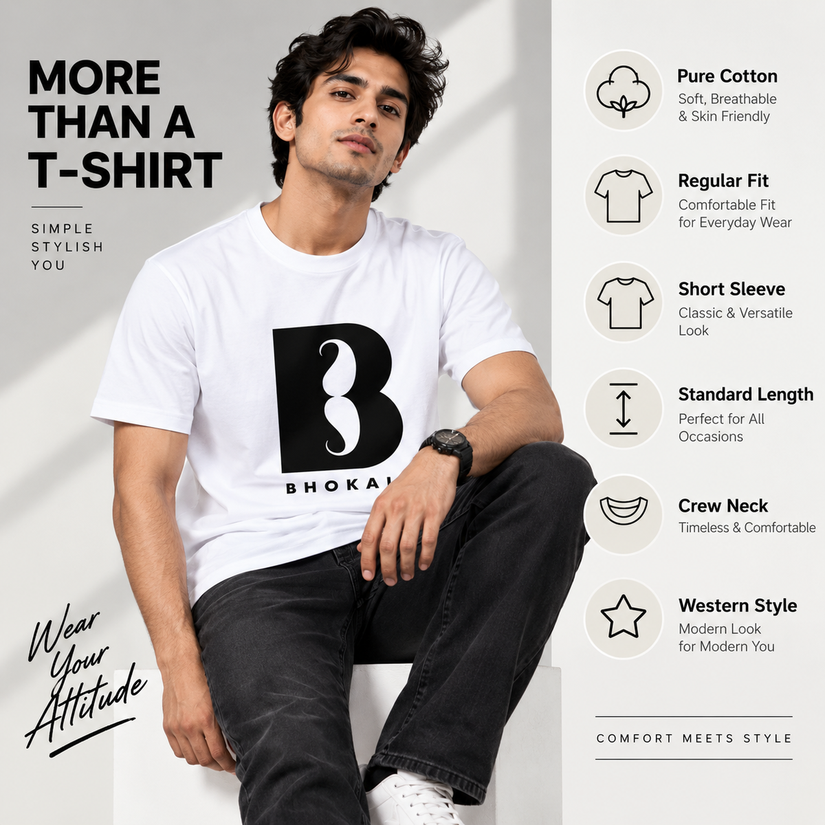 Big B Printed Round Neck Cotton Men T-Shirt