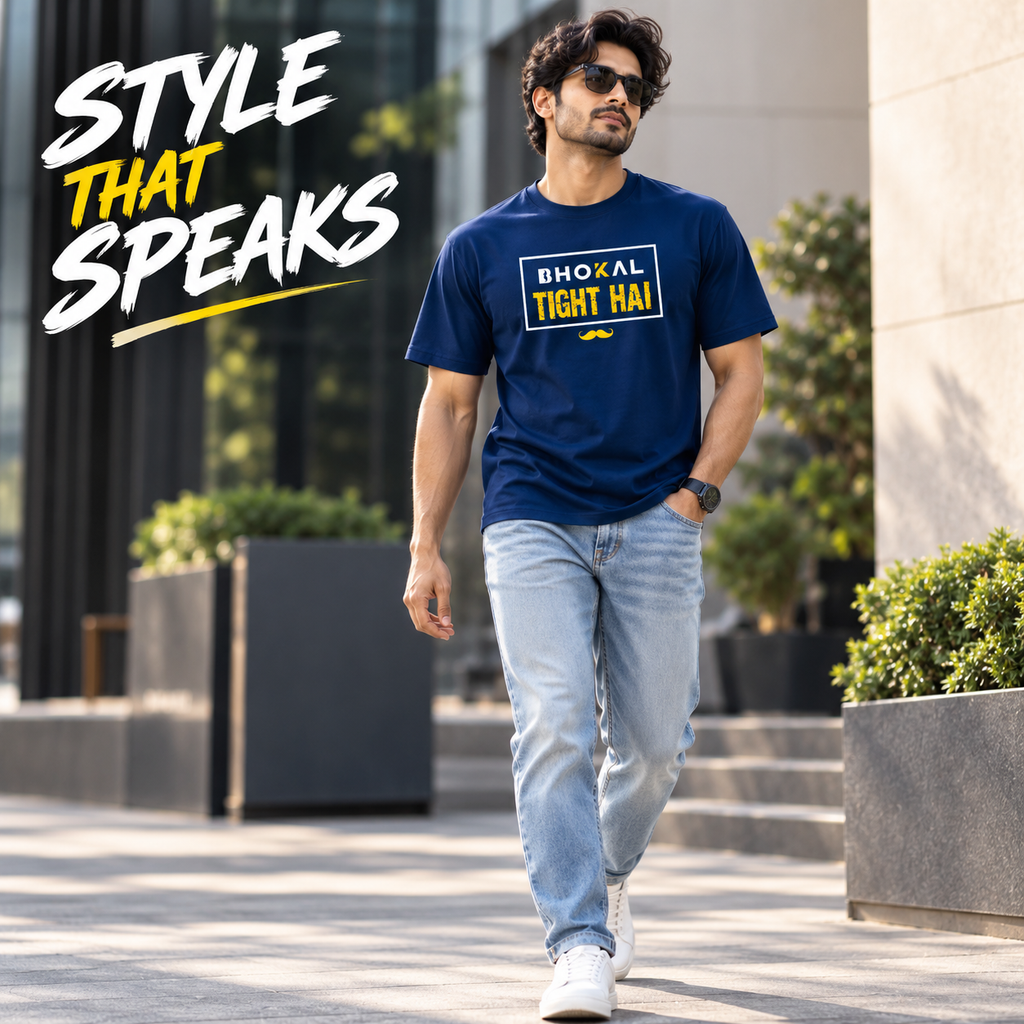 Bhokal Tight Hai Printed Round Neck Cotton Men T-Shirt