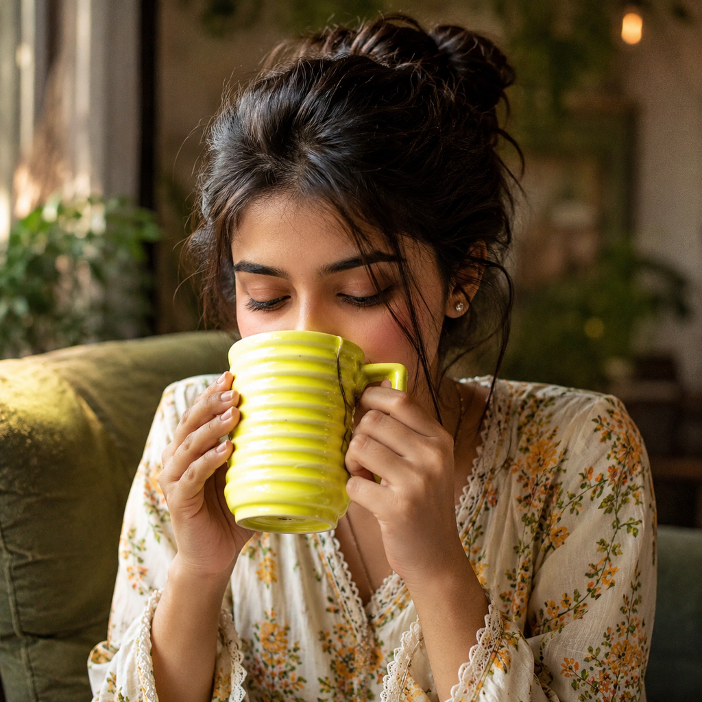 Bhokals Line Texture Pattern Green Coffee Mug