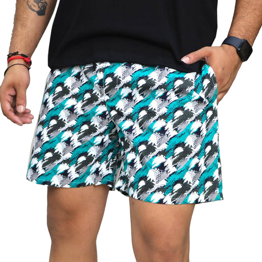 Green White Texture Printed Cotton Boxer For Men