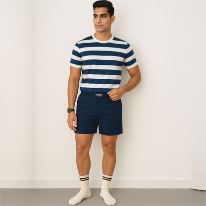 SOLID BLUE PLAIN COTTON MEN BOXER