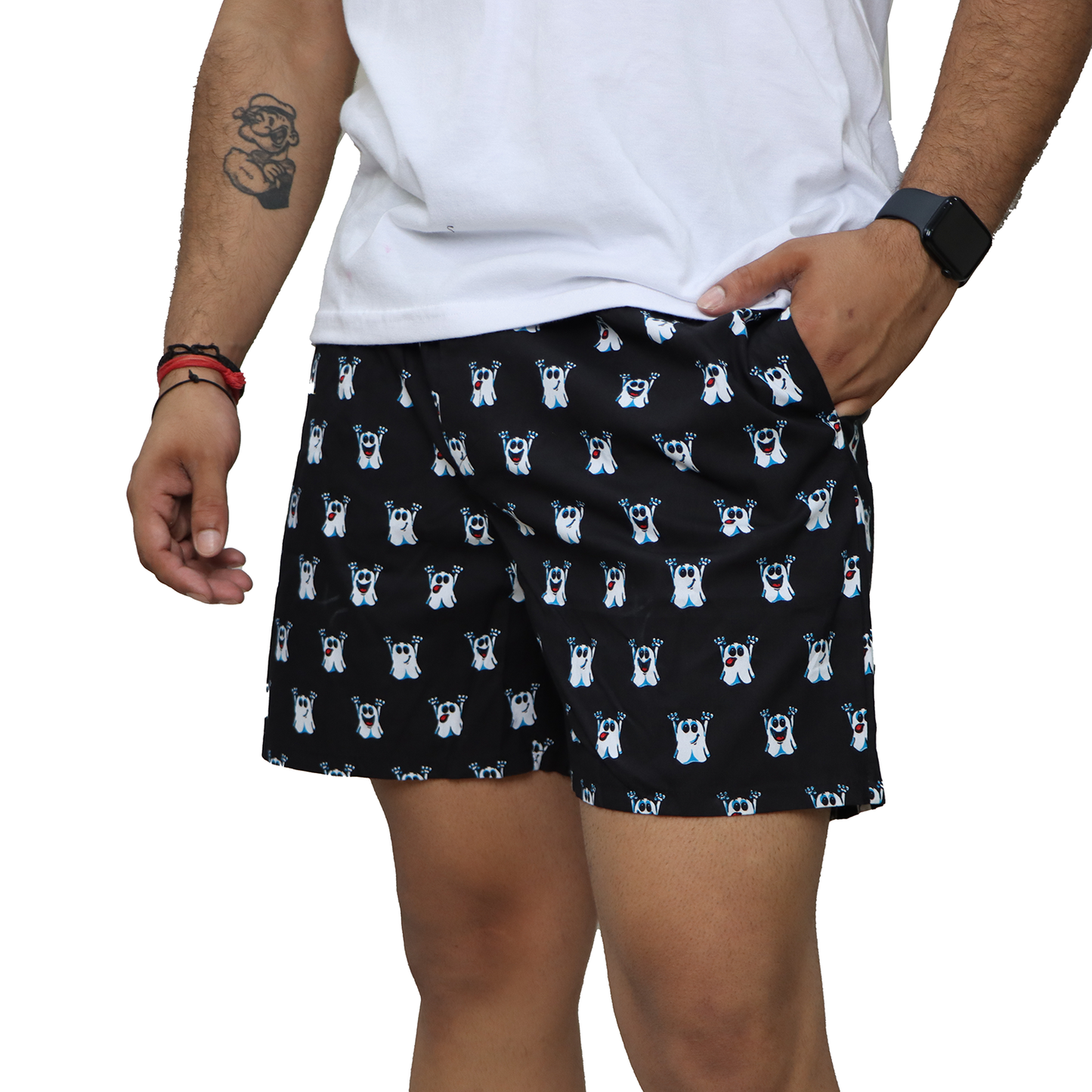 Black Ghost Cartoon Printed Cotton Boxer For Men