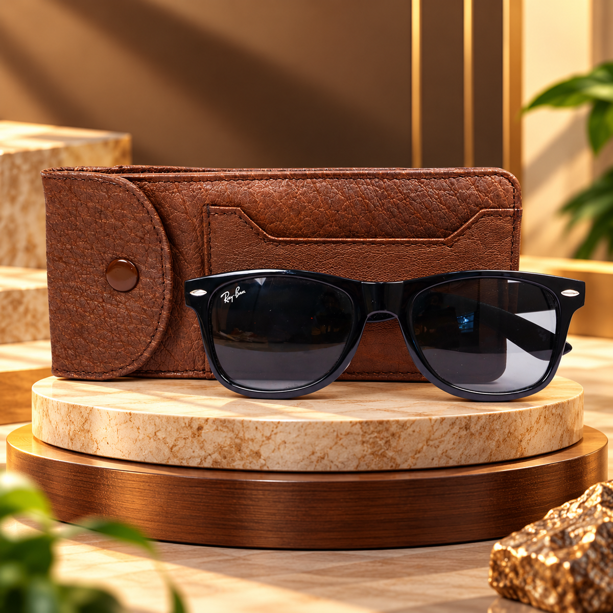 Leather Brown crocs sunglass Pouch