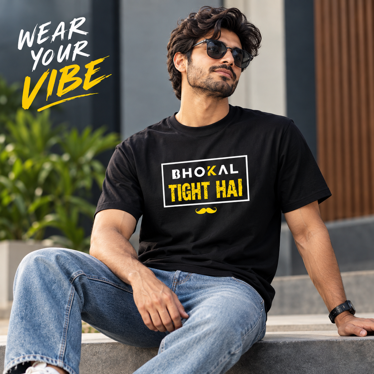Bhokal Tight Hai Printed Round Neck Cotton Men T-Shirt