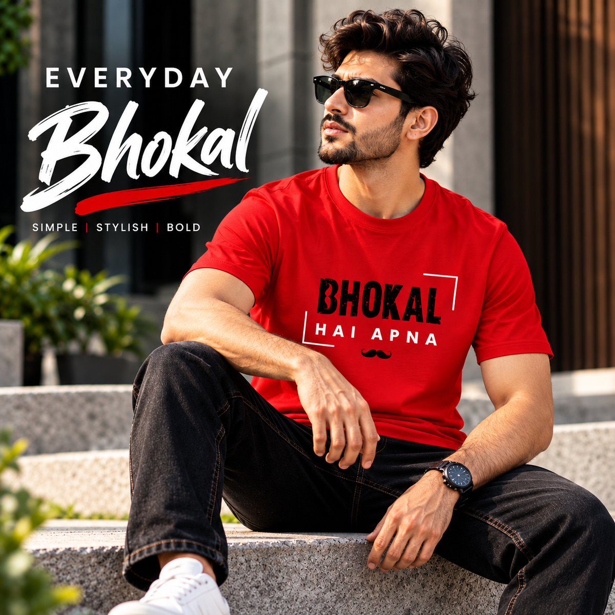 Bhokal Hai Apna Printed Round Neck Cotton Men T-Shirt