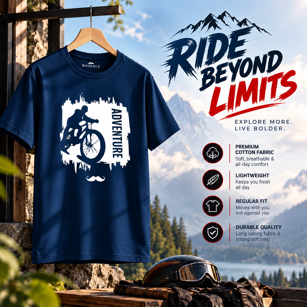 Adventure Printed Round Neck Cotton Men T-Shirt