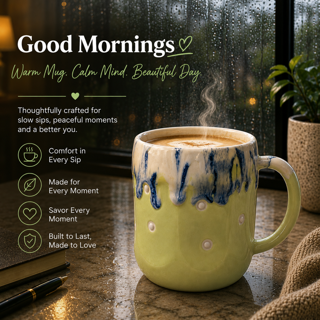 Bhokals Big Dots Print Green Coffee Mug
