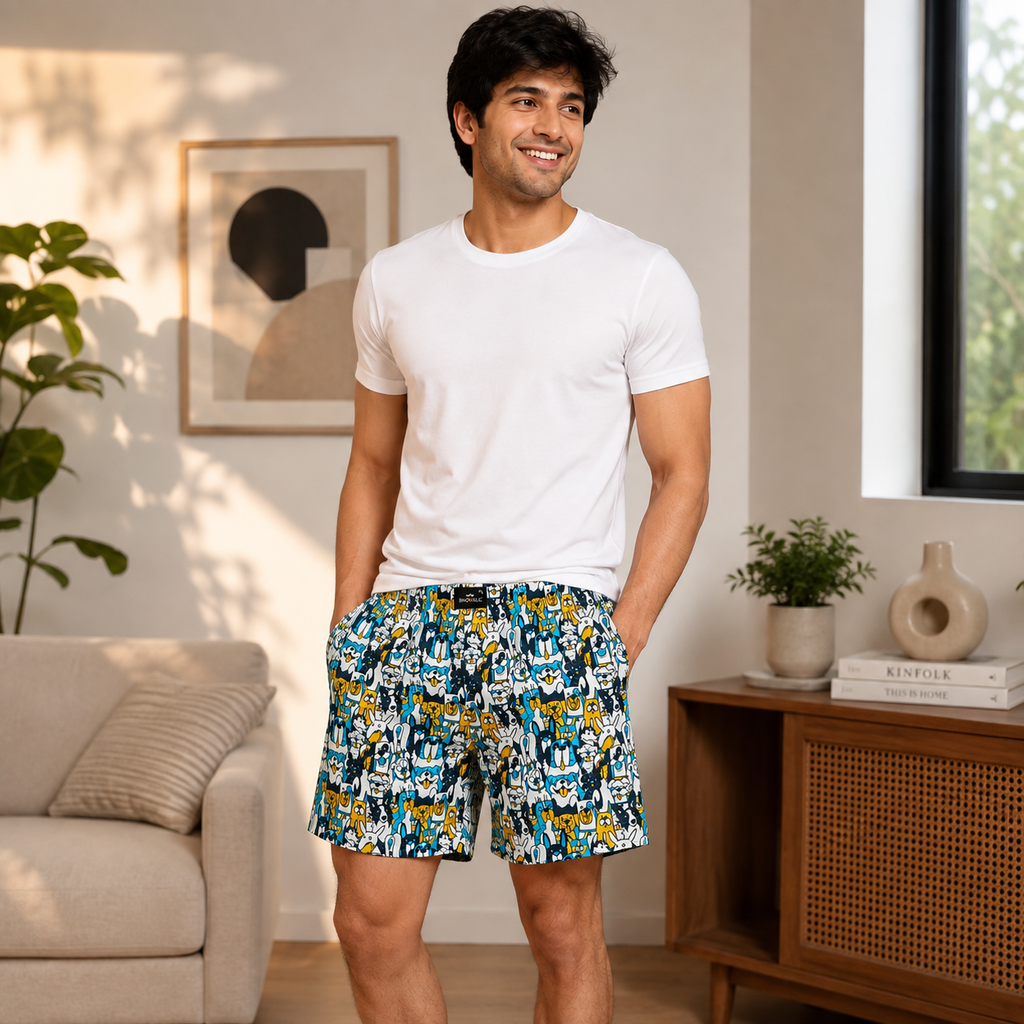 Dogs Printed Cotton Boxer For Men