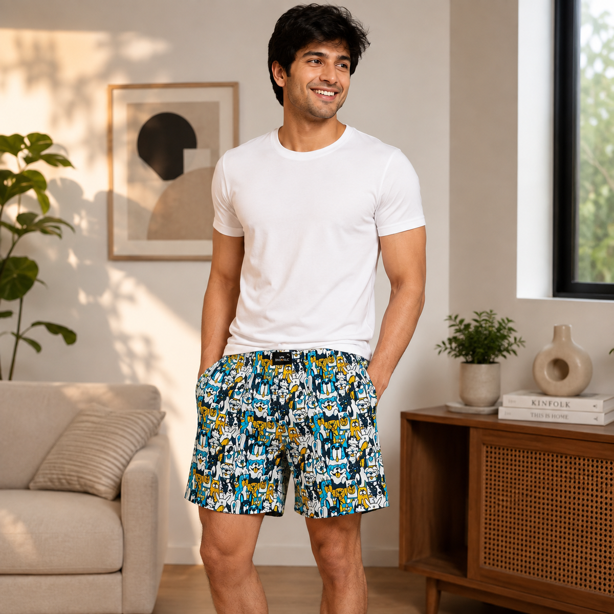 Dogs Printed Cotton Boxer For Men