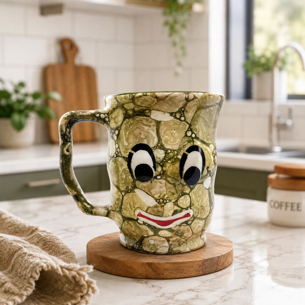 Bhokals Face Print Green Coffee Mug