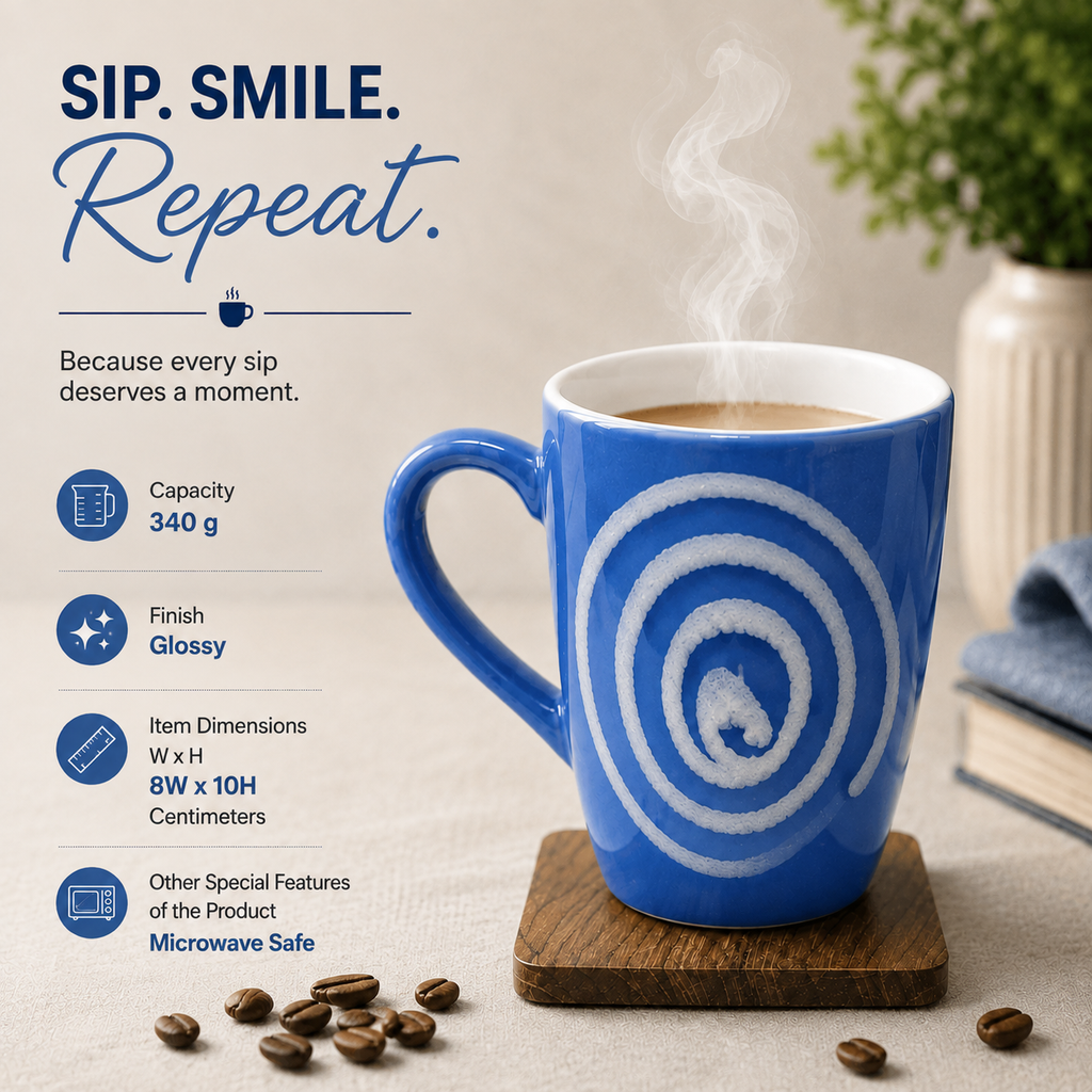 Bhokals Circle Printed Sea Green Coffee Mug