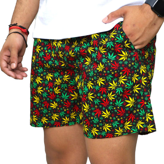 Black Flower Printed Cotton Boxer For Men