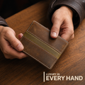 Leather Brown Green Strip Men Wallet