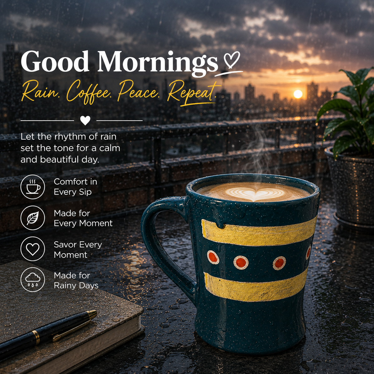 Bhokals Ceramic Green Yellow Coffee Mug