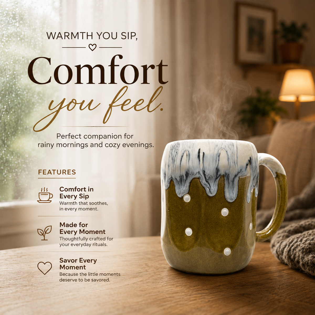 Bhokals Big Dots Print Mustard Yellow Coffee Mug