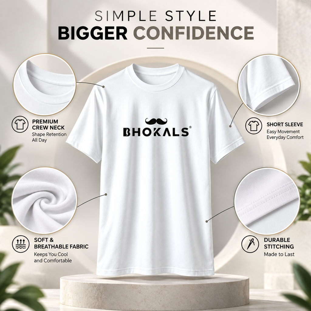 Bhokals Printed Round Neck Cotton Men T-Shirt