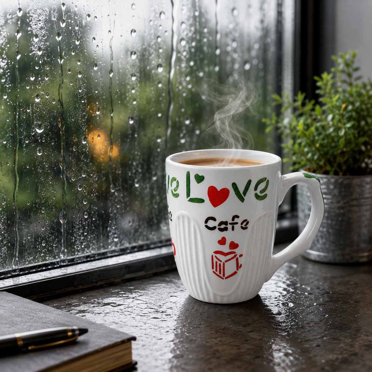 Bhokals Love Cafe Printed White Coffee Mug