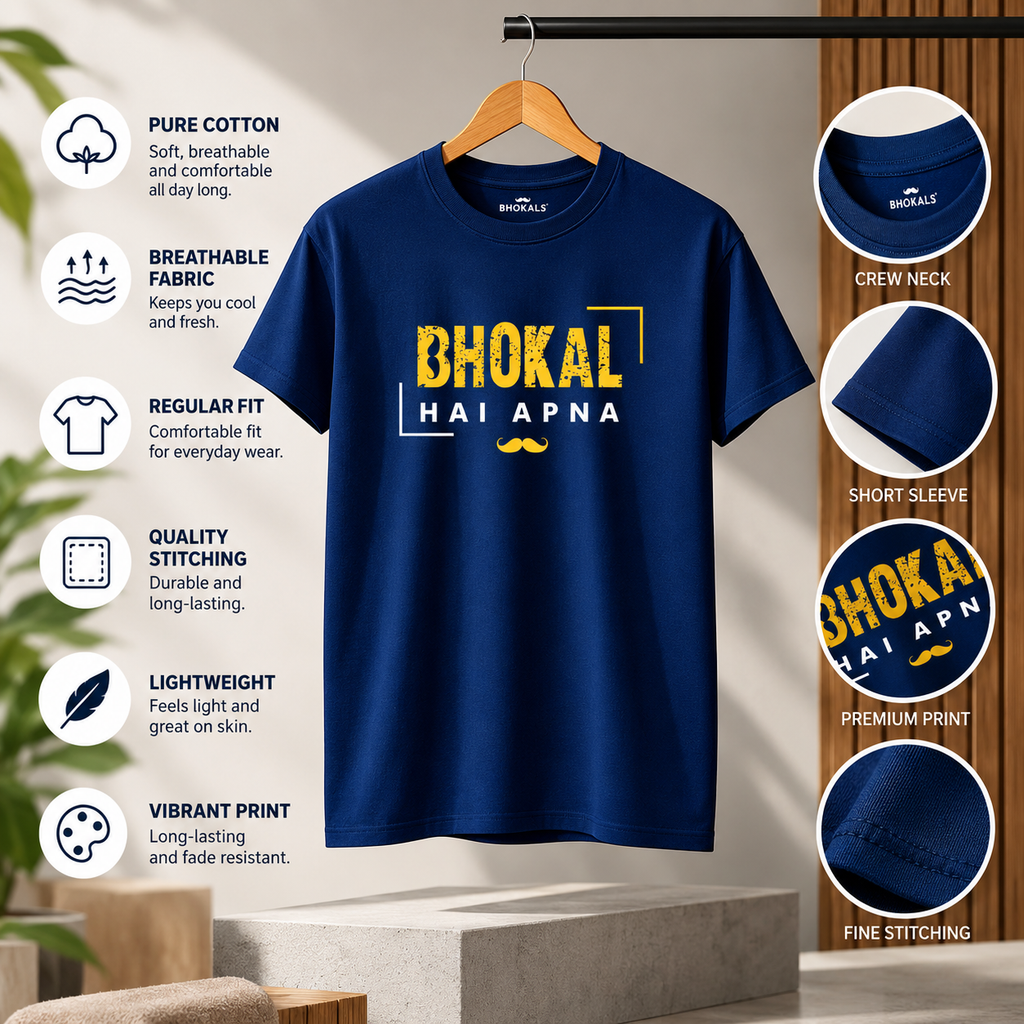 Bhokal Hai Apna Printed Round Neck Cotton Men T-Shirt
